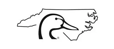 A black and white picture of the state duck logo.