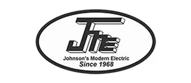 A black and white logo of johnson 's modern electric.